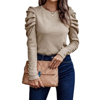 Azura Exchange Buttoned Puff Long Sleeve Sheath Top - XL thumbnail