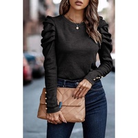 Azura Exchange Buttoned Puff Long Sleeve Sheath Top - L thumbnail