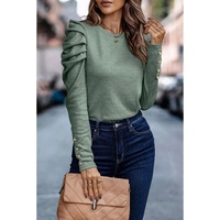 Azura Exchange Buttoned Puff Long Sleeve Sheath Top - S thumbnail