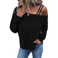 Azura Exchange Asymmetric Strappy Cold Shoulder Long Sleeve Top - XL thumbnail