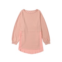 Crinkle Splicing Raw Hem High Low Oversized Blouse - L thumbnail