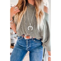 Azura Exchange Boatneck Batwing Sleeve Cording Blouse - S thumbnail