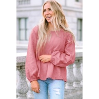 Azura Exchange Textured Bubble Sleeve Blouse - S thumbnail