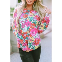 Azura Exchange Floral Long Sleeve Top with Twisted Hollow-out Back - S thumbnail