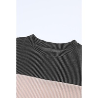Azura Exchange Color Block Long Sleeve Ribbed Loose Top - S thumbnail