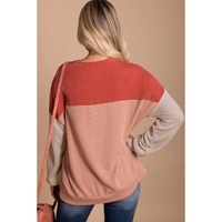 Azura Exchange Long Sleeve Ribbed Loose Top - XL thumbnail