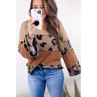 Azura Exchange Leopard Colorblock Patchwork Knit Top - L thumbnail