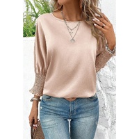 Smoke Gray Shirred Dolman Sleeve Satin Blouse - L thumbnail