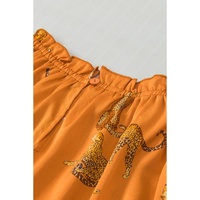 Orange Cheetah Printed Ruffled Sleeve Blouse - L thumbnail