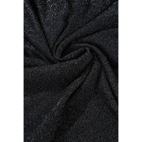 Black Metallic Bowknot Open Back V Neck Top - L thumbnail