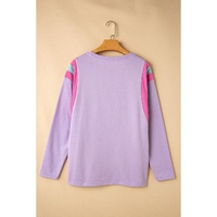 Phalaenopsis Mineral Wash Colorblock Arm Patchwork Oversize Top - L thumbnail
