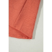 Russet Orange Swiss Dot Balloon Sleeve Loose Blouse - L thumbnail