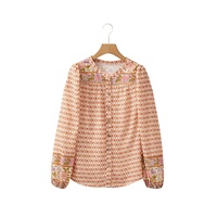 Multicolour Boho Floral Mixed Print Puff Sleeve Shirt - S thumbnail