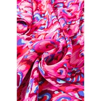 Pink Abstract Print V Neck Half Sleeve Loose Fit Tunic Blouse - L thumbnail