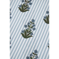 Beau Blue Striped Floral Printed Long Sleeve Tied V Neck Blouse - XL thumbnail