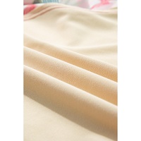 Beige Bowknot Printed Patchwork Raglan Sleeve Colorblock Edge Top - S thumbnail