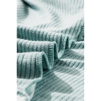 Light Blue Corded Colorblock Drop Shoulder Loose Top - S thumbnail