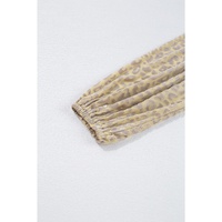 Beige Leopard Velvet Burnout Off Shoulder Long Sleeve Blouse - S thumbnail