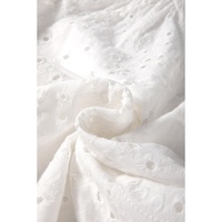 White Eyelet Embroidered Puff Sleeve V Neck Blouse - S thumbnail