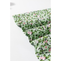 Green Boho Floral V Neck Wrap Short Sleeve Blouse - L thumbnail