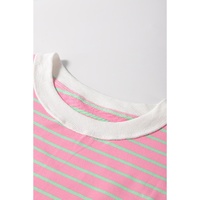 Sachet Pink Striped Crew Neck Cap Sleeve T Shirt - L thumbnail