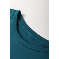 Blue Sapphire Solid Color Toothpick Stripe Round Neck T Shirt - L thumbnail