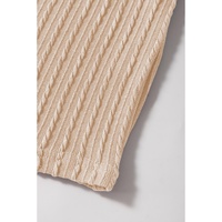 Beige Solid Color Textured Flutter Sleeve Top - XL thumbnail