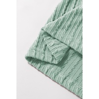 Moonlight Jade Solid Color Textured Flutter Sleeve Top - L thumbnail