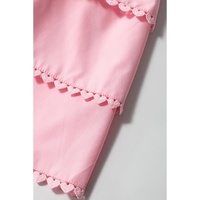 Pink Tiered Heart Trim Square Neck Flutter Top - M thumbnail