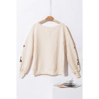 White Thanksgiving Turkey Waffle Oversized Knit Top - XL thumbnail