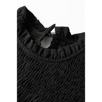 Black Ruffle Short Sleeve Shirred Peplum Top - XL thumbnail