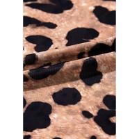Brown Leopard Round Neck Long Sleeve Slim Top - L thumbnail