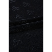 Black Mesh Bow Pattern Long Sleeve Top - L thumbnail