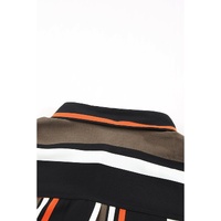 Black Brown Striped Modern Women Shirt - S thumbnail