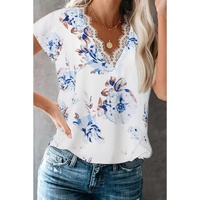 Azura Exchange Scalloped V Neck Short Sleeves Top - L thumbnail