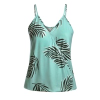 Green Tropical Plant Print Tank Top - M thumbnail