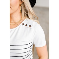Azura Exchange Striped Buttoned Short Sleeve Top - XL thumbnail