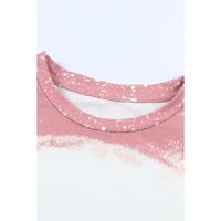 Pink Tie Dye Color Bleached Short Sleeve T Shirt - L thumbnail