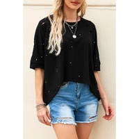 Azura Exchange Bleached Distressed Asymmetric Hem Tee - L thumbnail