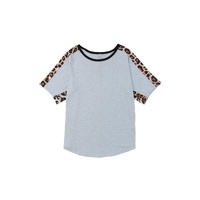 Azura Exchange Leopard Splicing O-neck Short Sleeve T Shirt - S thumbnail