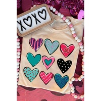 Azura Exchange Valentines Multi Pattern Heart Print T-Shirt - S thumbnail