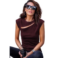 Azura Exchange Cutout Cap Sleeve T Shirt - XL thumbnail