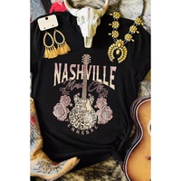 Azura Exchange Leopard Guitar Rose Print T-Shirt - L thumbnail