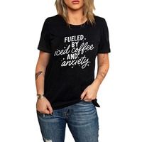 Black FUELED BY iced coffee AND anxiety Graphic Tee - S thumbnail
