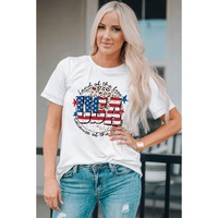 White USA Flag Slogan Graphic T-shirt - M thumbnail