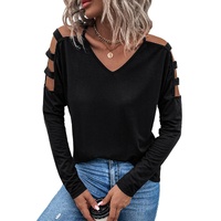 Azura Exchange Cold Shoulder Cut Out Long Sleeve Top - L thumbnail