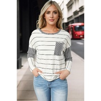 Azura Exchange Patchwork High Low Side Slits Long Sleeve Top - M thumbnail