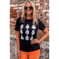 Black Halloween Ghost Graphic Tee - M thumbnail