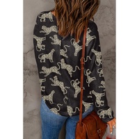 Black Lively Cheetah Print Long Sleeve Top - M thumbnail
