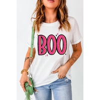 White BOO Crew Neck Graphic T Shirt - 2XL thumbnail
